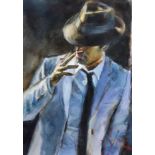 Fabian Perez (Argentinian, b.1967) 'Marcus with hat and cigarette'watercolour on papersigned40 x