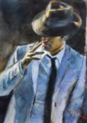 Fabian Perez (Argentinian, b.1967) 'Marcus with hat and cigarette'watercolour on papersigned40 x