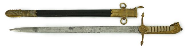 An early 20th century Royal Presentation midshipman's dirk, with blade inscribed 'Presented by HM
