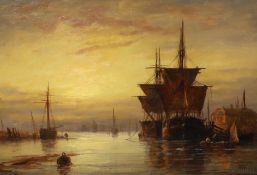 Richard Henry Nibbs (English, 1816–1893) 'Colliers at Kingston Quay on the Adur'oil on canvassigned,