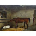 Circle of John Ferneley Snr (1762–1860) A bay horse and a dog in a stableoil on board70 x 90cm***