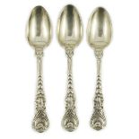 A set of three late George III Paul Storr silver Coburg pattern teaspoons, 14.3cm, 3.8oz.***