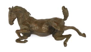 Lissa Borkowski (b.1949). A bronze model of a recumbent foal, signed to underside and numbered 1/.7,