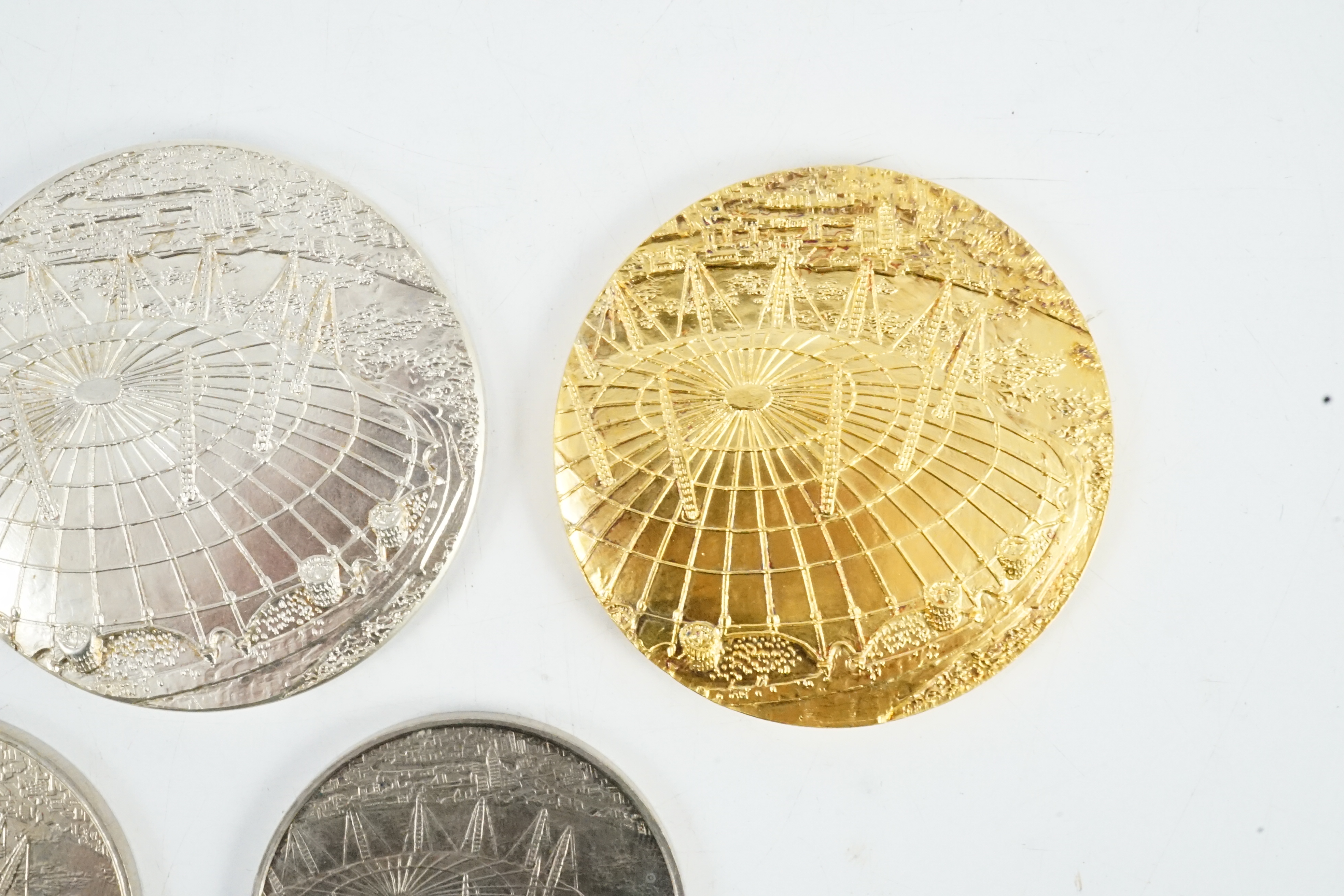 Jacqueline Stieger (b.1936) for Royal Mint, two prototype silver-gilt (Millennium) Dome medals, - Image 4 of 6