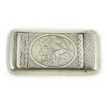 A George III Irish silver double snuff box, by Richard Sawyer, of concave form and engraved with