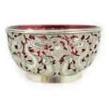 A late 19th/early 20th century Chinese Export pierced silver bowl, by Wang Hing, Hong Kong, with