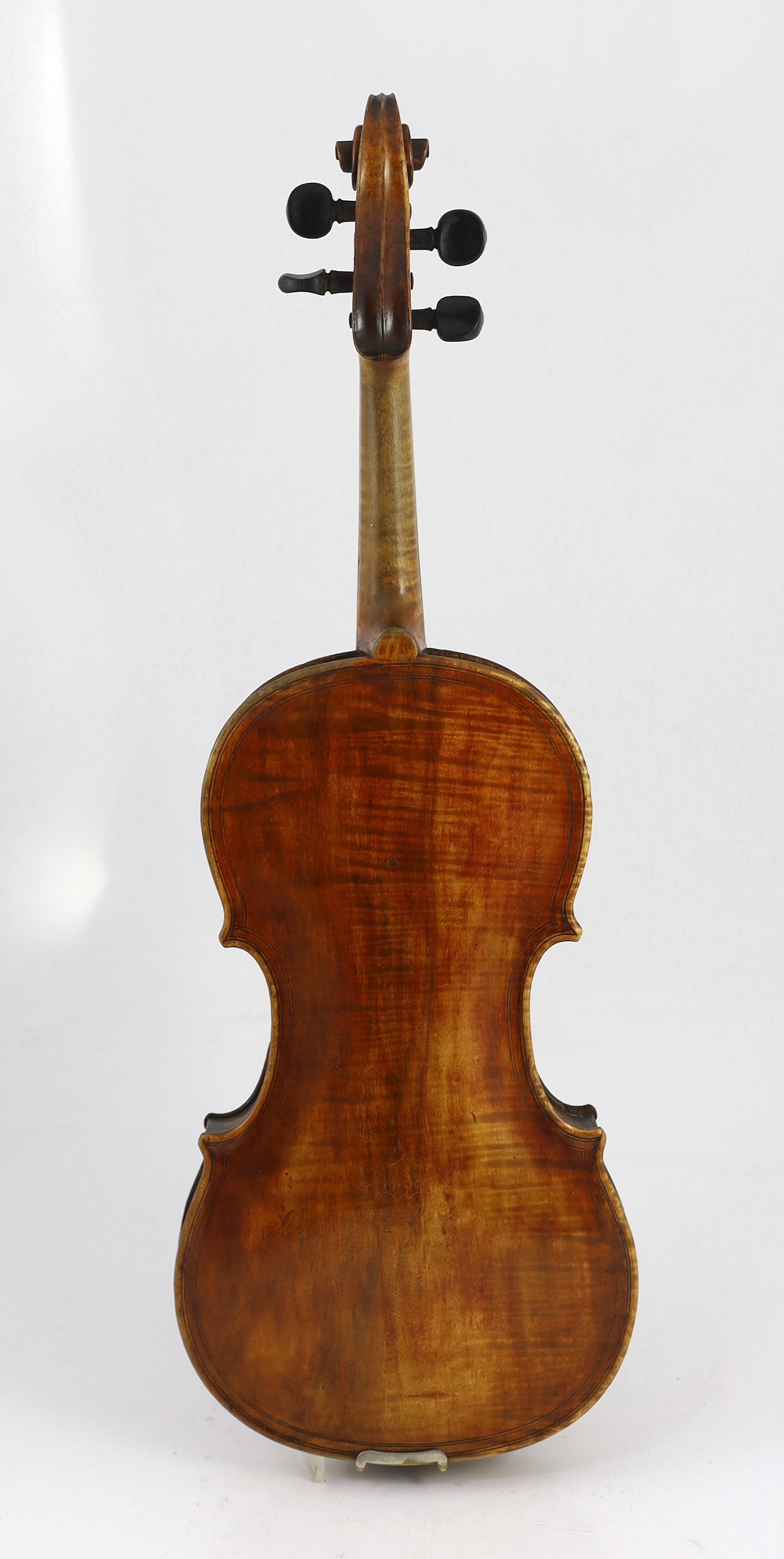 An 18th century violin, labelled ‘New Back by James Carroll, Maker, Manchester 1899’, with slight - Image 7 of 10