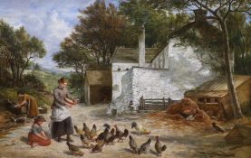 John Thomas Peele (1822-1897) Feeding the chickensoil on canvassigned and dated 188355 x 85cm***