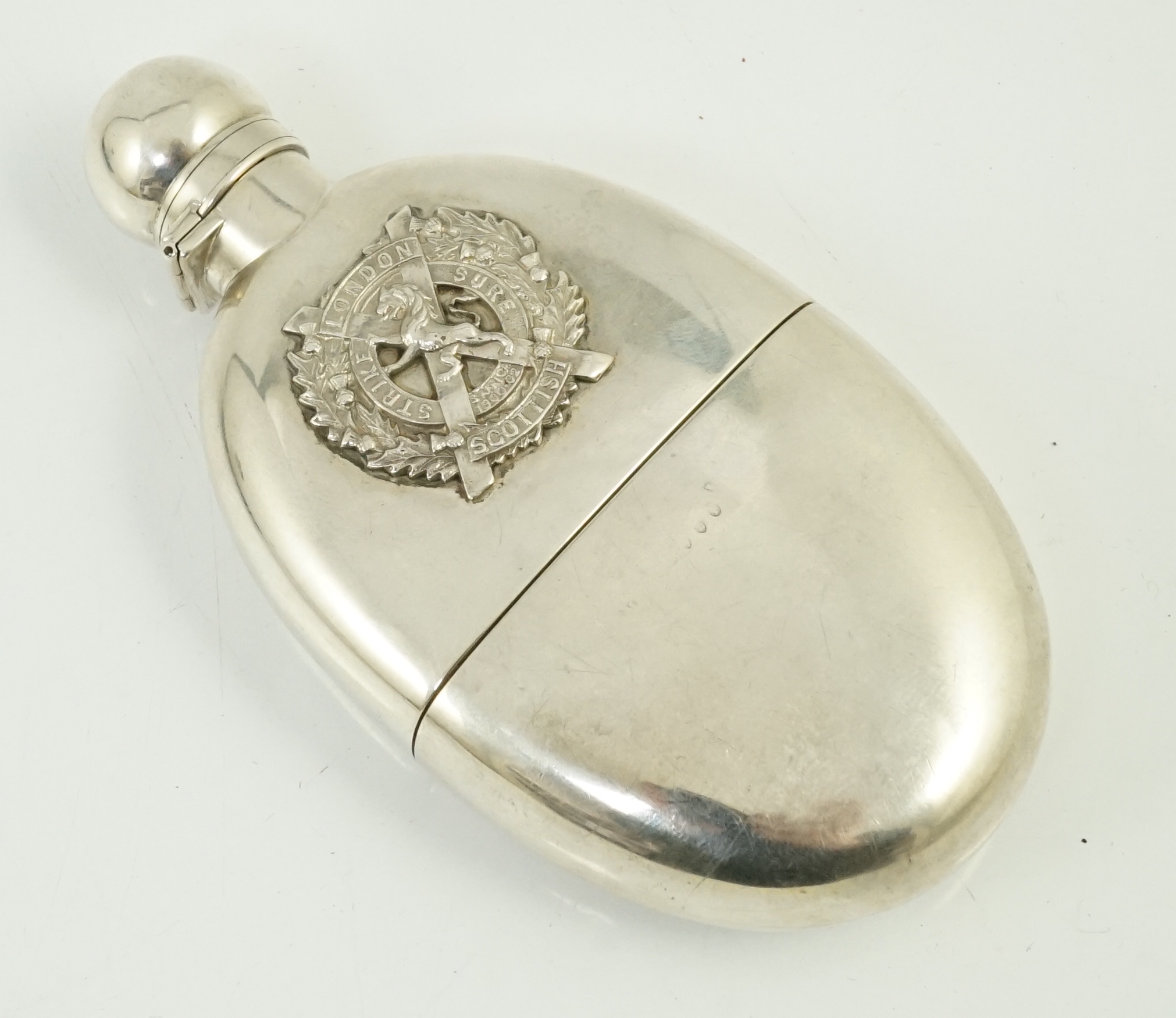 The London Scottish Rifles. A Victorian silver hip flask, Frederick Bradford McCrea, London, 1886, - Image 2 of 4