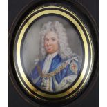 18th century English School Miniature portrait of Robert Harley, 1st Earl of Oxford and Earl