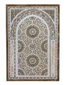 A Hispano Moresque carved marble panel, of arched form with roundel and stylised foliate motifs,