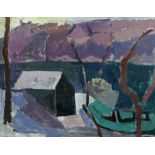 § § Earl Haig O.B.E., A.R.S.A (Scottish, 1918-2009) House and trees in a landscapeoil on