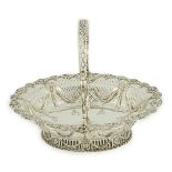 A George III pierced silver oval bread basket, by Charles Aldridge & Henry Green, with engraved