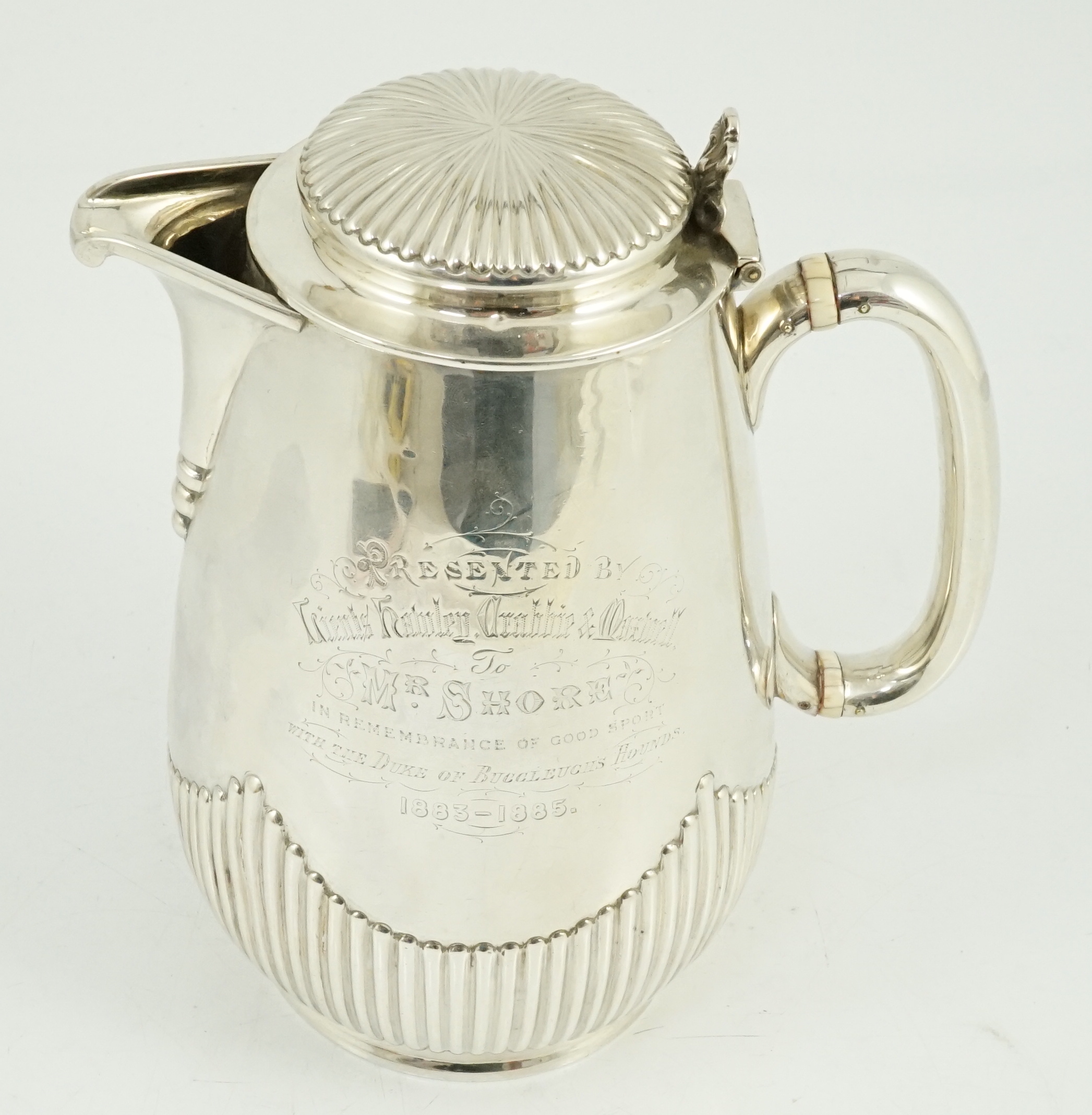 The Royal Scots Greys. A Victorian Scottish silver hotwater pot, Hamilton & Inches, Edinburgh, 1882, - Image 7 of 8