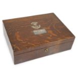 Somerset Light Infantry. A George V Sergeants Mess oak cigar box, with the Regimental arms and