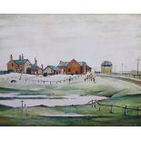 § § Laurence Stephen Lowry R.A. (English, 1887-1976) 'Landscape with farm buildings'offset