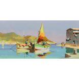 § § Cecil Rochfort D'Oyly John (English, 1906-1993) 'Fishing boats on a Mediterranean coast'oil on
