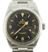 A gentleman's rare late 1950's stainless steel Rolex Oyster Perpetual Explorer wrist watch, with