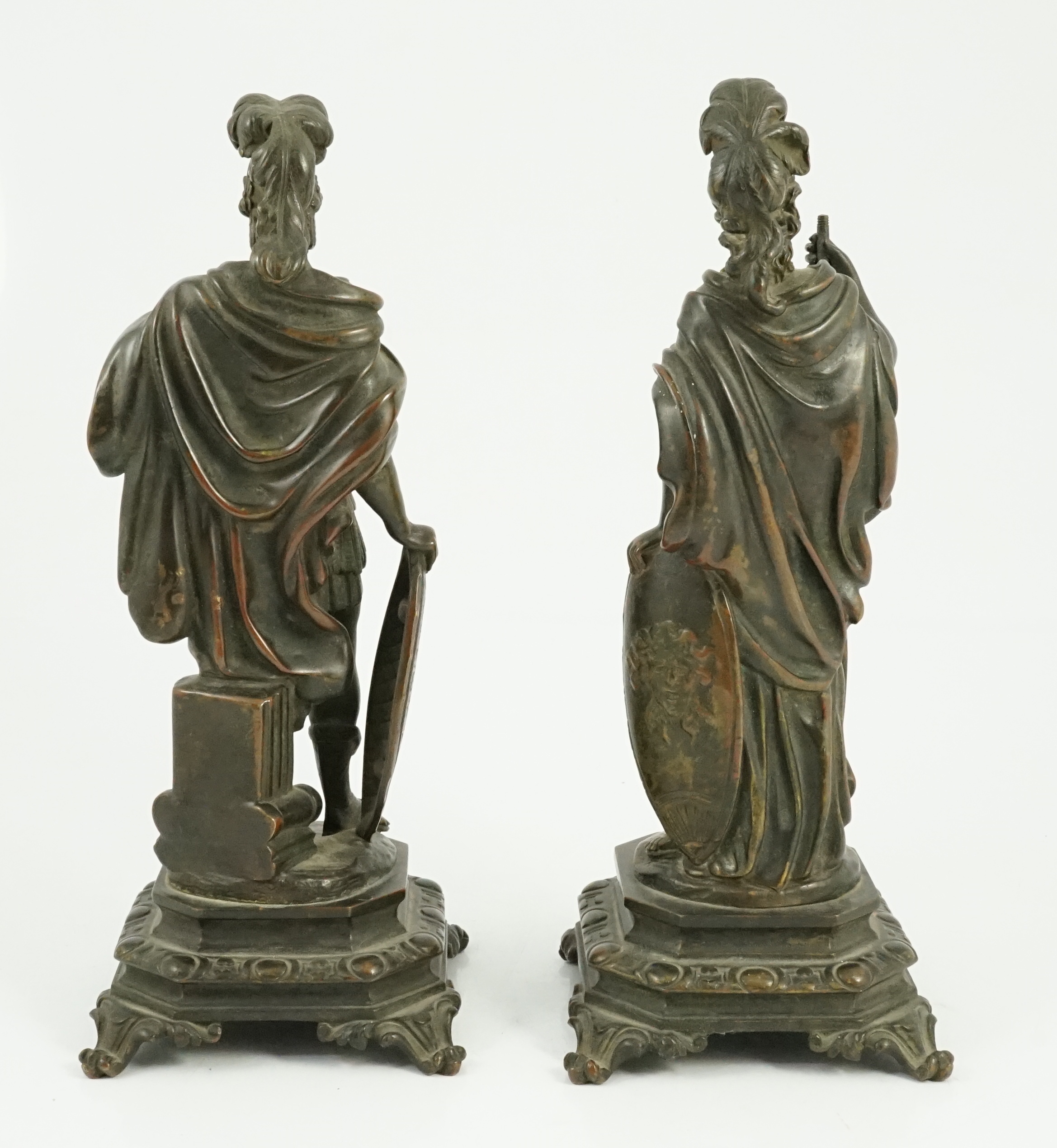 After Auguste Moreau (French, 1834-1917). A pair of 19th century bronze figures representing - Image 3 of 4