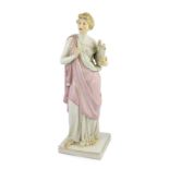 A large scarce Meissen figure of the muse Terpsichore, 19th century, standing and holding a lyre