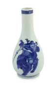 A Chinese blue and white ‘Zhong Kui’ inscribed bottle vase, early Kangxi period, painted with