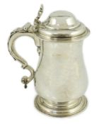 A late George II silver baluster tankard, by Thomas Whipham & Charles Wright, with domed cover,