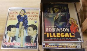 A set of six Belgian film posters, 1940s, framed