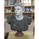 A marble bust of a Roman emperor, 73cm high