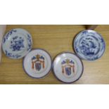 Two Chinese Armorial plates and two Chinese export plates, armorial plates 21cm diameter