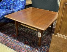 A mid century Danish Trioh square teak coffee table, width 75cm, height 42cm
