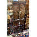 A small Queen Anne style walnut cabinet on stand, incorporating old timber, width 48cm, depth