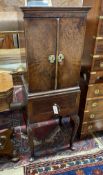 A small Queen Anne style walnut cabinet on stand, incorporating old timber, width 48cm, depth