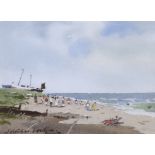 James Fletcher-Watson R.I. (1913-2004), watercolour, Norfolk beach scene, signed and dated 1989,