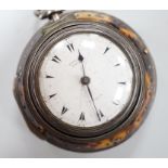 A Victorian tortoiseshell mounted triple case keywind verge pocket watch, by Edward Prior of London,