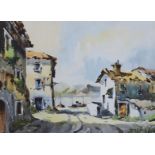 Javier Varela Guillot, four watercolours, Spanish town scene and Northern Spanish landscapes, signed