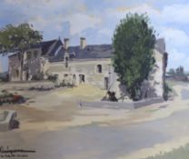 Vincenzo Vinciguerra (b.1922), gouache, 'La Chapelle sur Loire', signed, 48 x 56cm