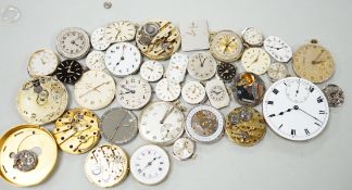 A quantity of assorted wrist and pocket watch parts and movements.