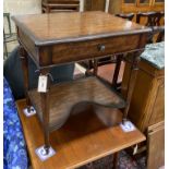 A Theodore Alexander faux marquetry walnut two tier table, width 66cm, depth 51cm, height 72cm