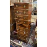 A pair of reproduction military style brass mounted yew bedside chests, width 42cm, depth 31cm,