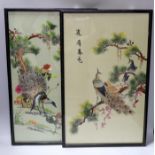 A pair of Chinese embroidered silk pictures, 55 x 34cm