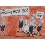 Vicky (Victor Weisz) (1913-1966), pen and coloured inks, 'Vicky must go', Chris Beetles label verso,