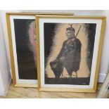 John Bryce Mungall, pair of pastel portraits of 'The Piper' and 'Agnes', signed with labels verso,