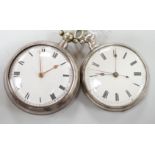 A 19th century silver pair cased keywind verge pocket watch by Haynes of London and one other