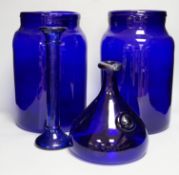 A selection of Bristol blue glass ware
