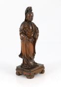 A Chinese boxwood figure of Guanyin, Qing dynasty, 22.5cm