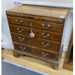 A small 18th century banded walnut four drawer chest with brushing slide, width 78cm, depth 46cm,