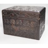 A Chinese tixi style lacquer box, 36cm wide, 26cm high