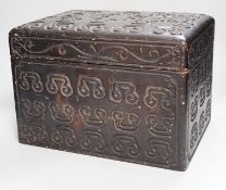 A Chinese tixi style lacquer box, 36cm wide, 26cm high