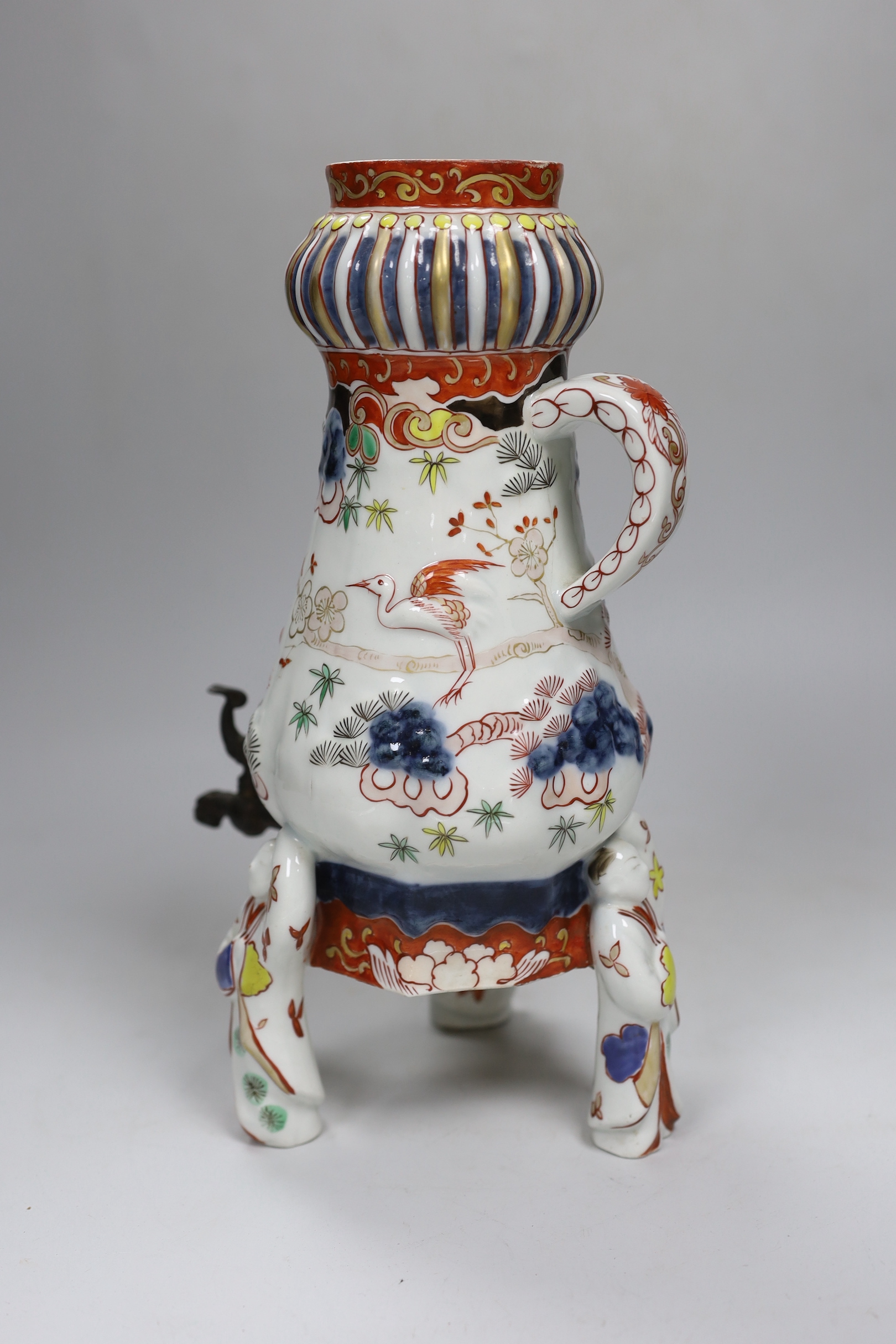 An Imari palette porcelain urn (lacking cover), 30cm high - Image 2 of 3