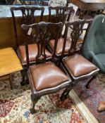 A set of four Chippendale style mahogany dining chairs, height 104cm